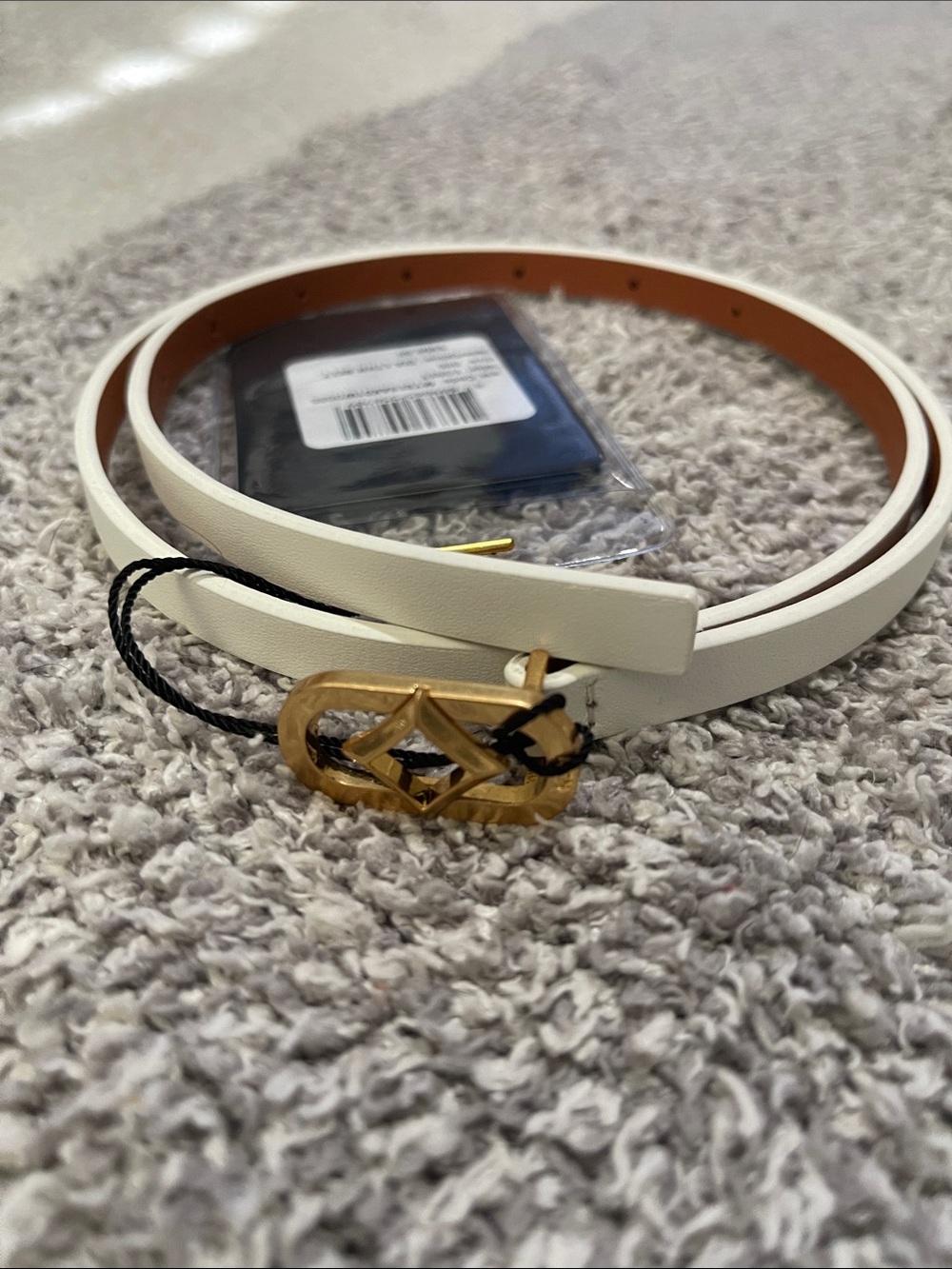 NWT- MCM- size 85. Diamond Buckle Napa Leather White Belt